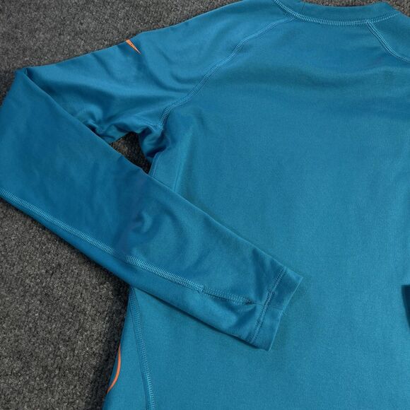 Nike Pro Combat Top Women’s Small Blue Dri-Fit Therma Fitted Thumb Holes Swoosh - Picture 10 of 13